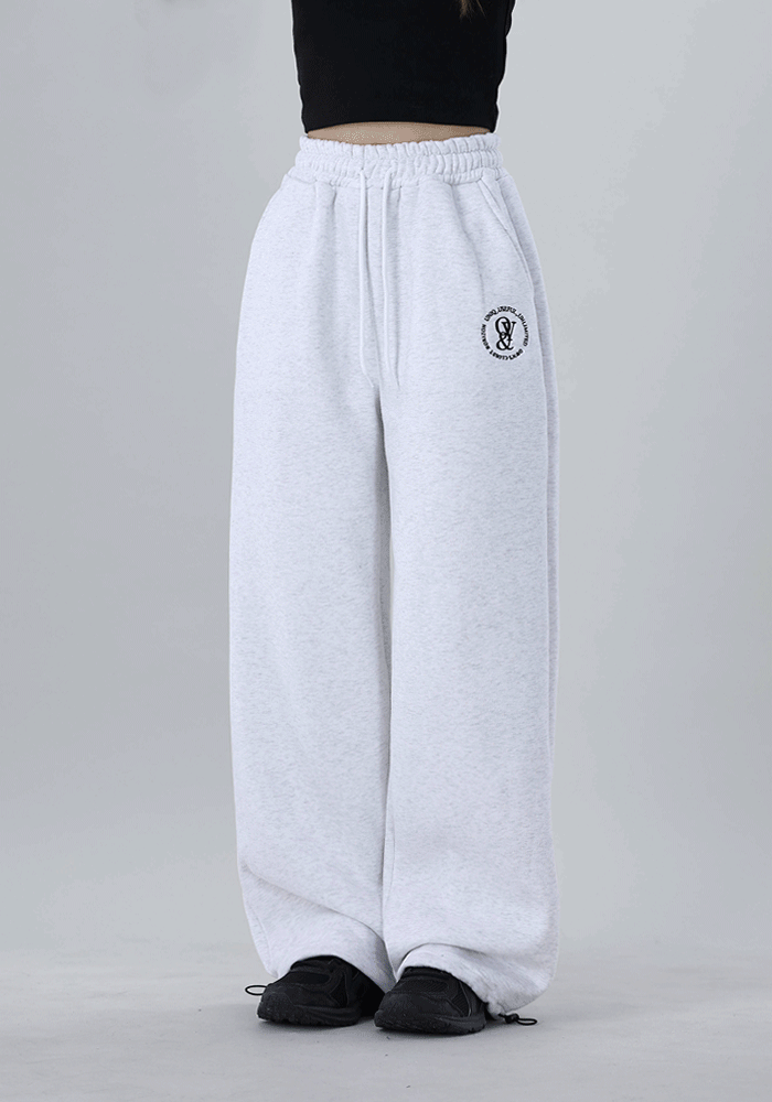 [MADE] 빈티지 서클 자수 기모 투웨이 밴딩팬츠