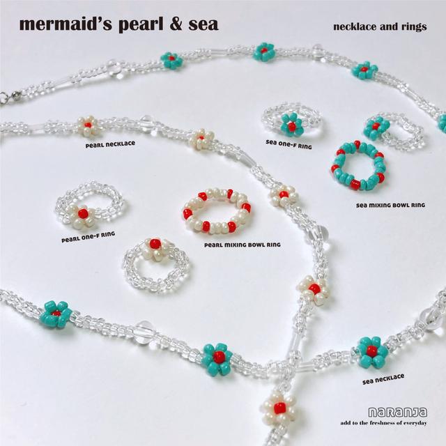 [나랑하] 머메이드 비즈 세트 mermaid beads necklace & ring