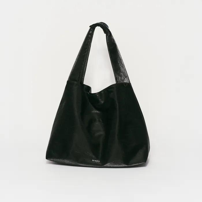 LEATHER SHOPPER BAG BLACK
