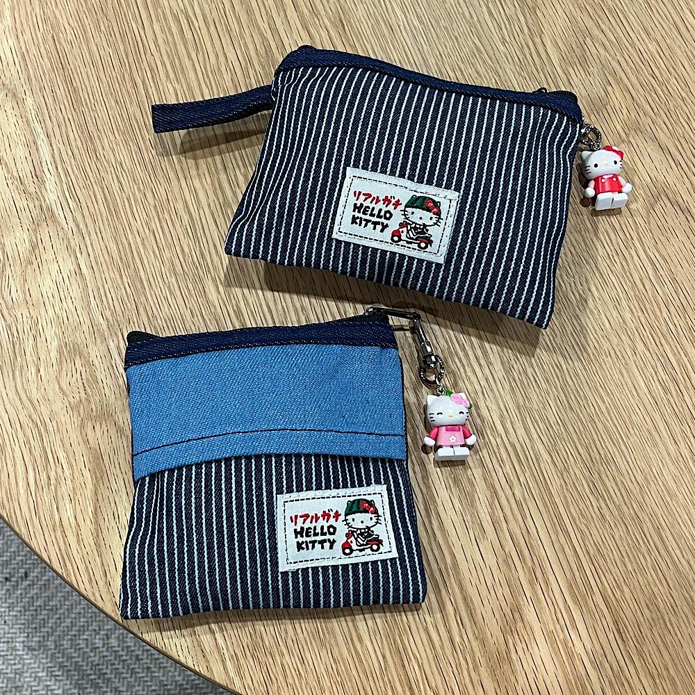 헬로키티 데님 스트라이프 파우치 2종