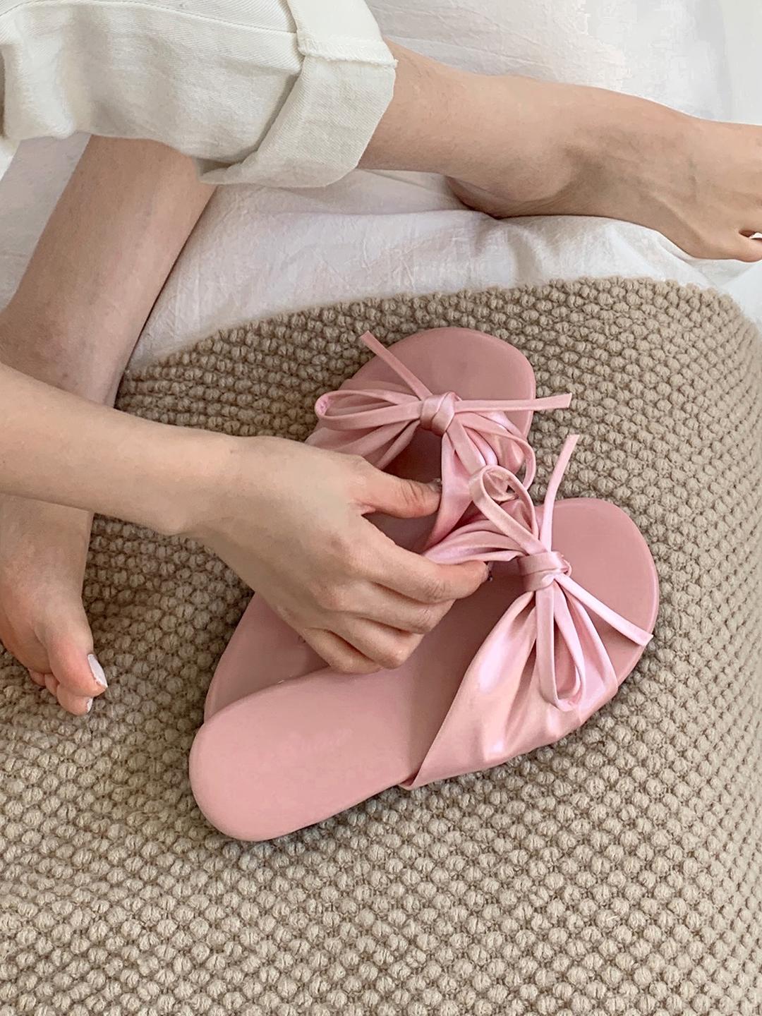 [BEST✨/옌픽] 새틴 리본뮬 (쪼리, 슬리퍼)