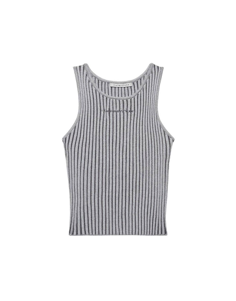 멀티컬러 니트 슬리브리스