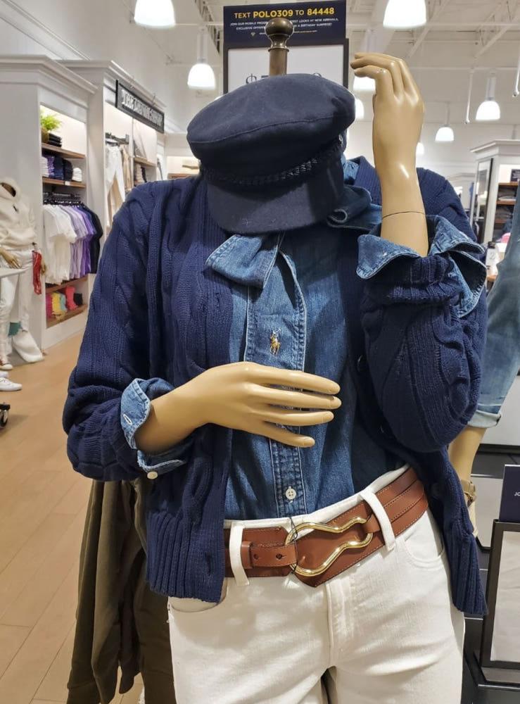 폴로랄프로렌 여성 리본 타이 데님 셔츠