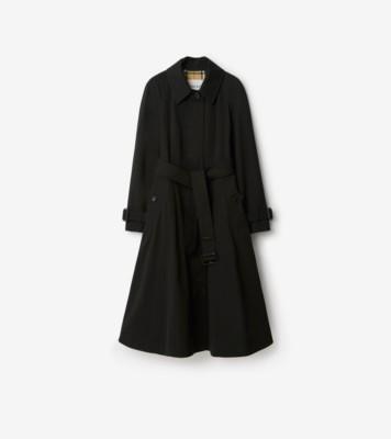 롱 개버딘 엘링엄 핏 앤 플레어 카 코트 (블랙) - 여성, 면 개버딘 | 공식 Burberry®