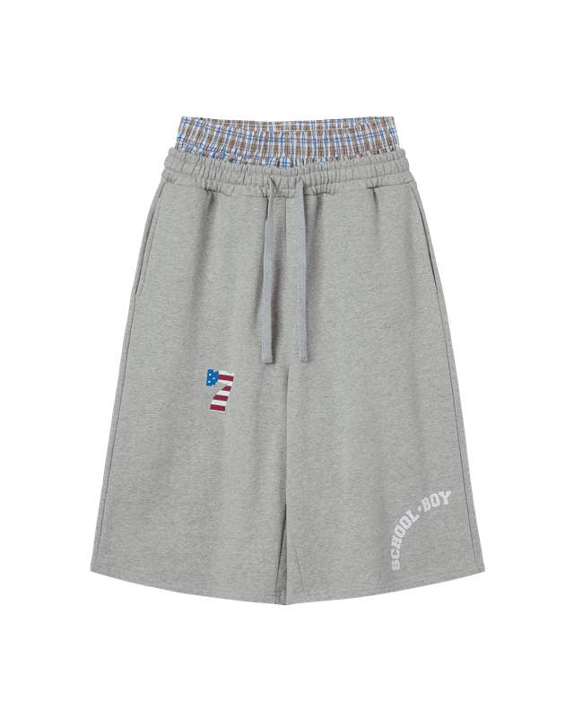 TRUNK LAYERED SWEATSHORTS [MELANGE GREY]