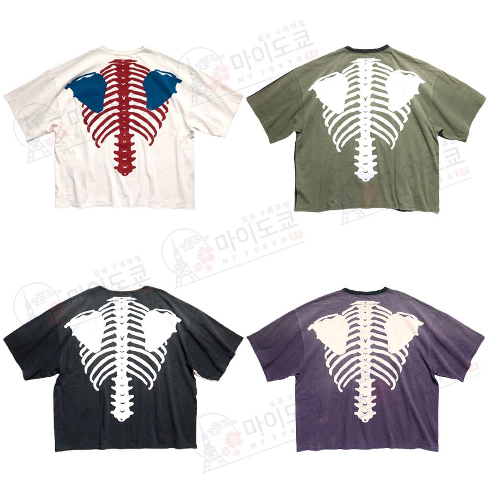 [6월 중 입고]캐피탈 티셔츠 투톤 빅포켓 본 반팔티 KAPITAL 2TONE BIG BONE T-shirt EK-1112