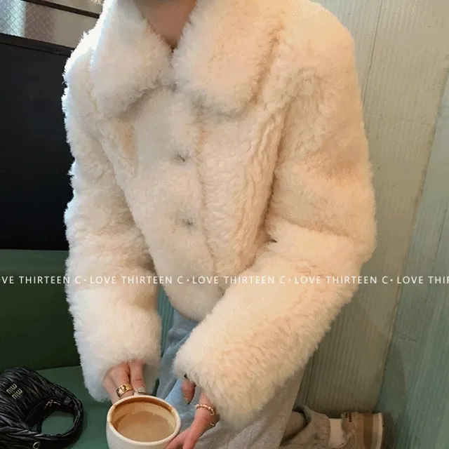 [도톰!/귀여워!] 밍크 카라 뽀글이 양털 퍼 숏자켓