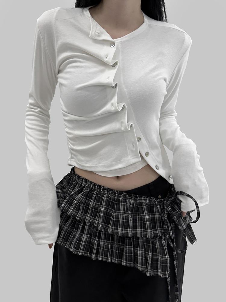 엇슨 버튼 셔링 가디건 (2color)