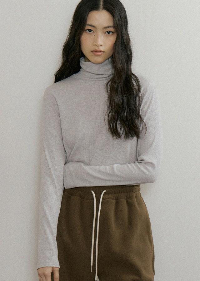 angora turtleneck top-melange