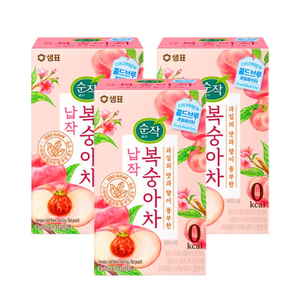 순작 콜드브루 아이스티 과일허브티 납작 복숭아 차 티백 0kcal 20T
