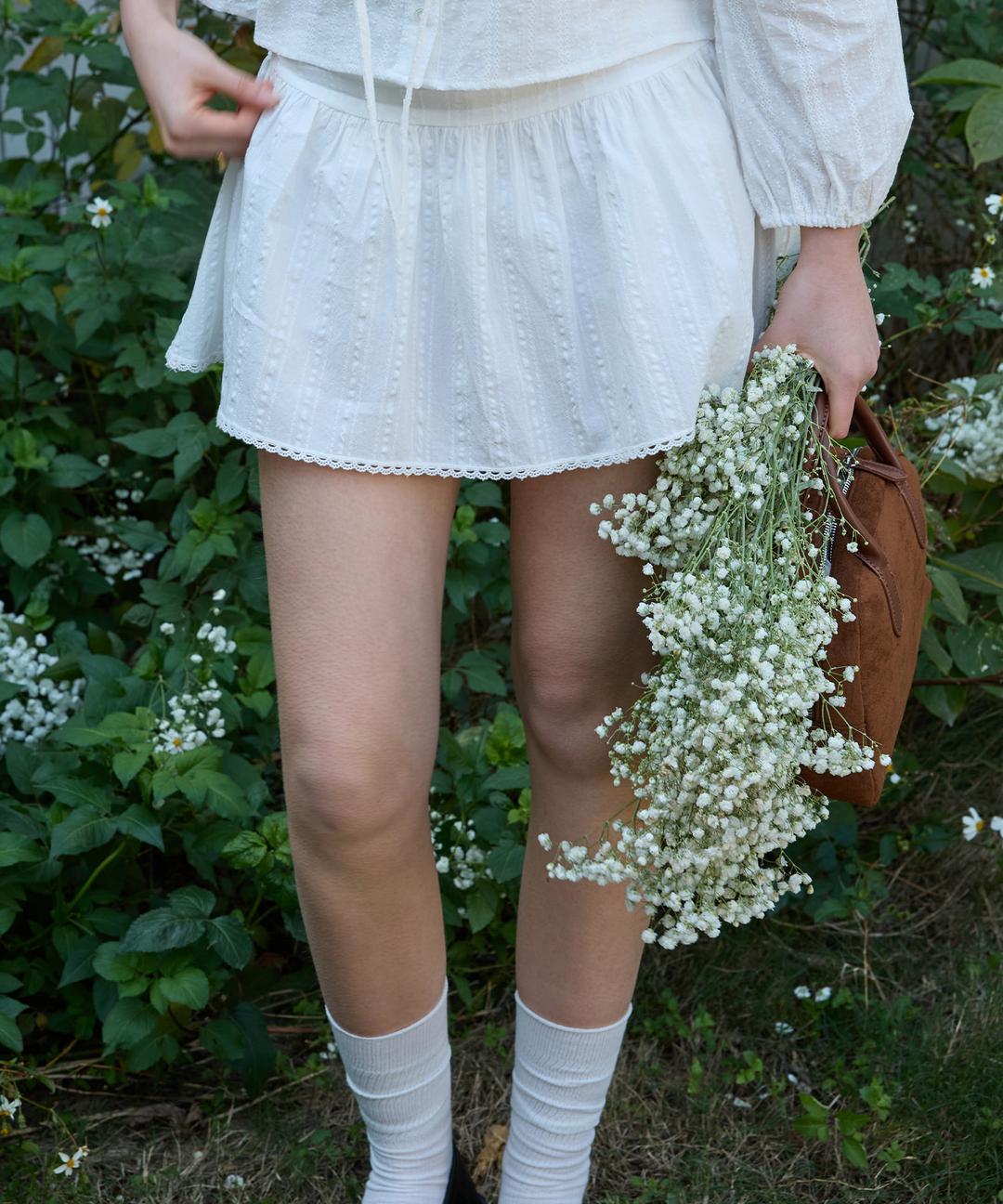 Wish Lace Mini Skirt (White)