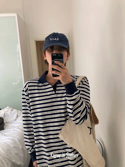 [f/w ver.] Season stripe collar sleeve (navy)