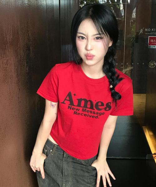 ROUND HEM CROP TEE RED