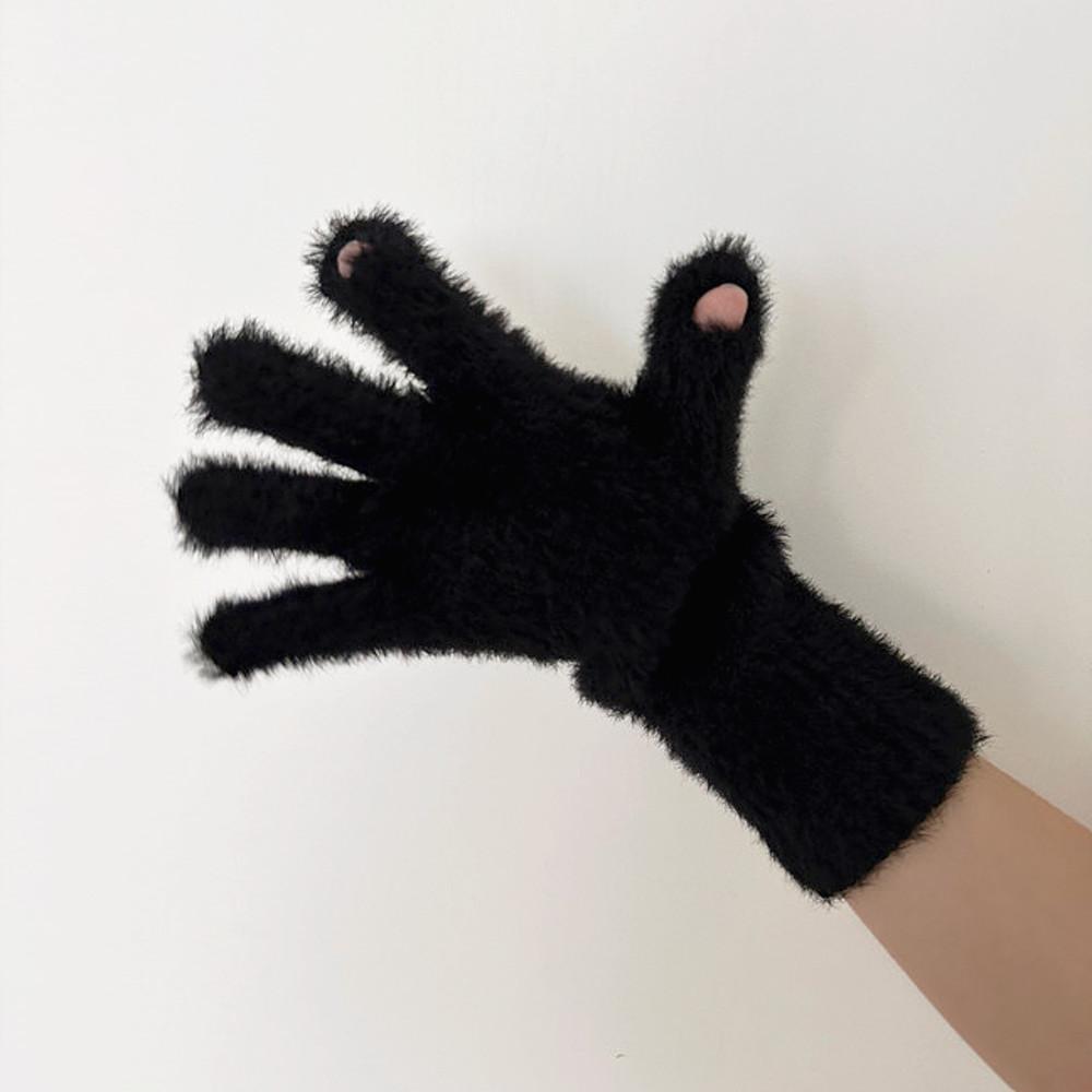 소프트 헤어리 퍼 핑거 홀 롱 장갑(4col)