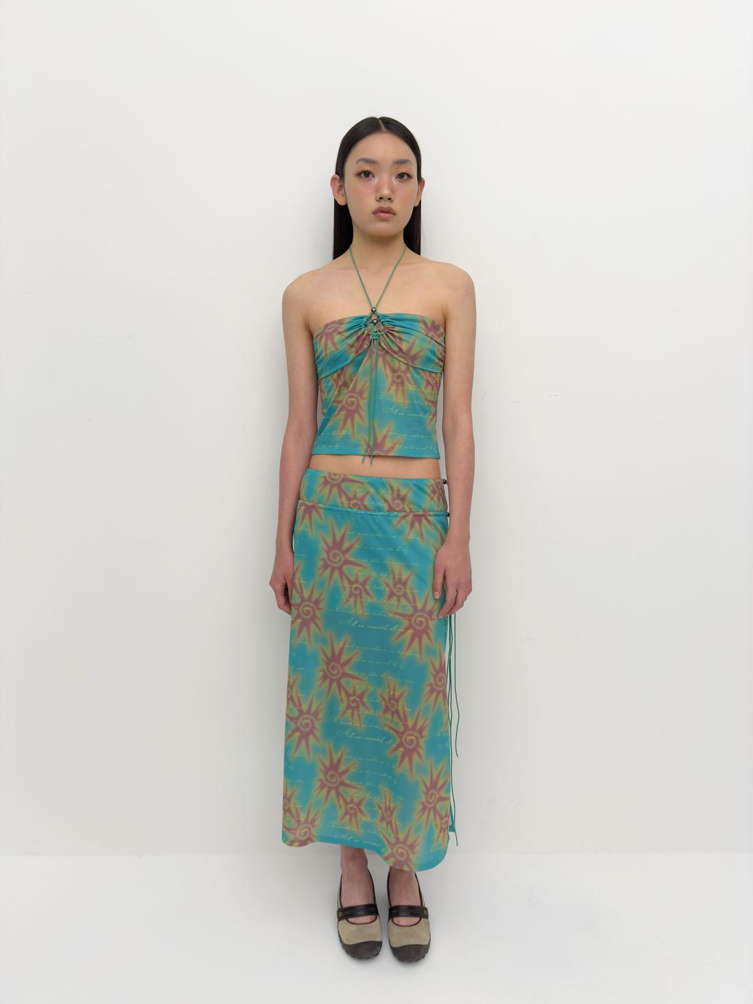 [6/1 예약배송] Mural mesh skirt Papaya