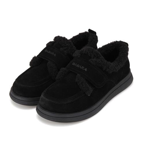 바바라 소가죽 여성 벨크로 퍼 로퍼 2.5cm_BBI557BK