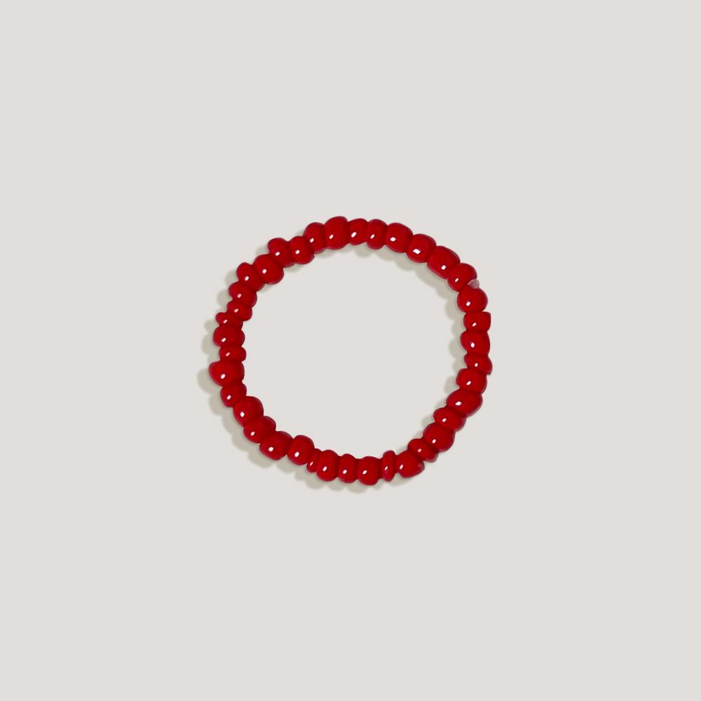 [어리틀티클] 레드 그라운드 링 (단품) - 레드 비즈반지