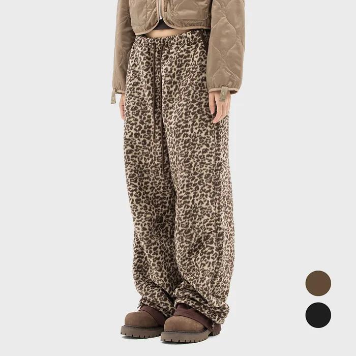 LEOPARD FLEECE PANTS [2COLOR]