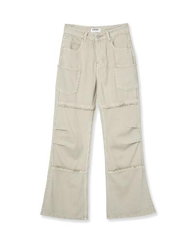RAW EDGE FLARE JEANS_BEIGE