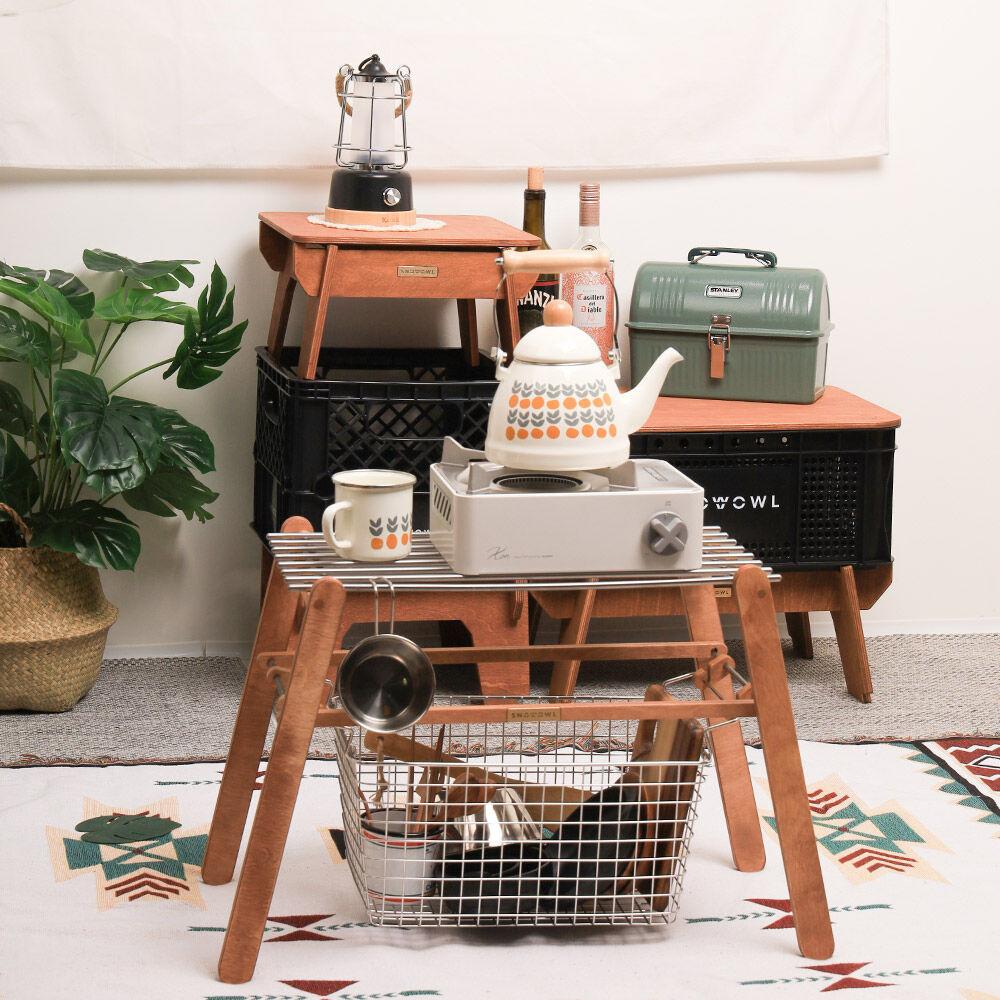 스노우아울 와이어 바스켓 우드 쉘프