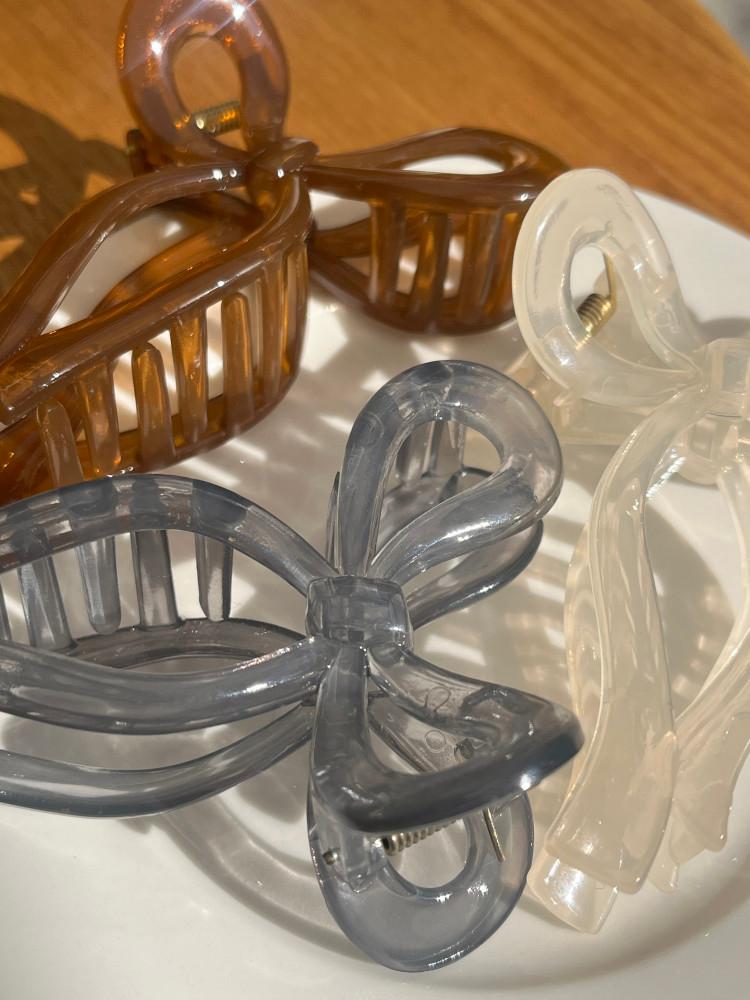 [가넷] 반투명 리본 집게핀 (3colors)