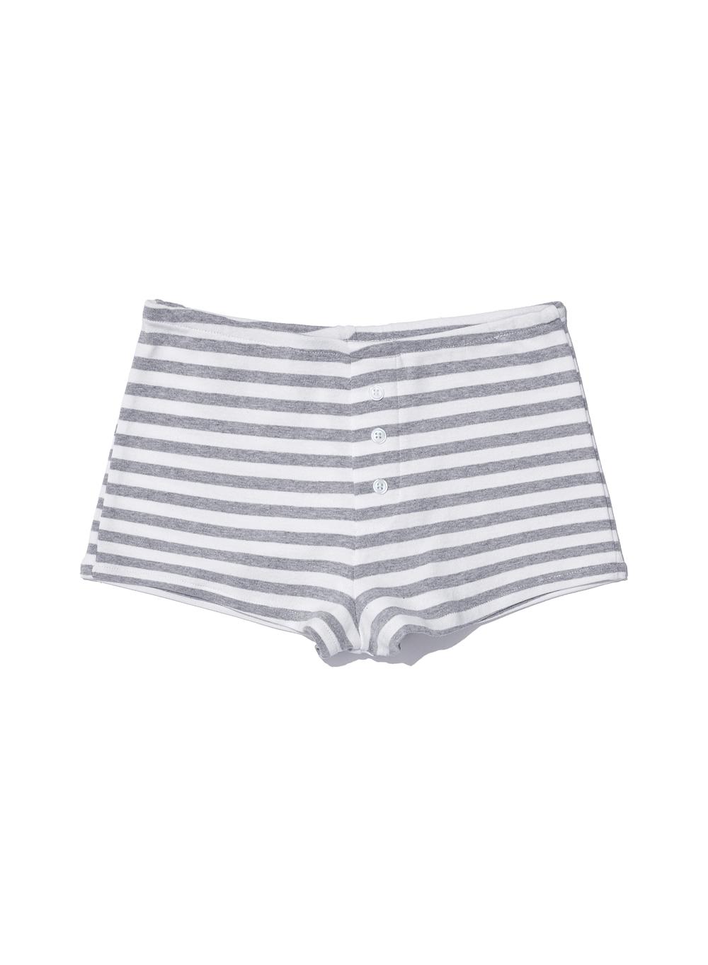 [WOMEN] BUTTONS STRIPE MICRO SHORTS_MELANGE