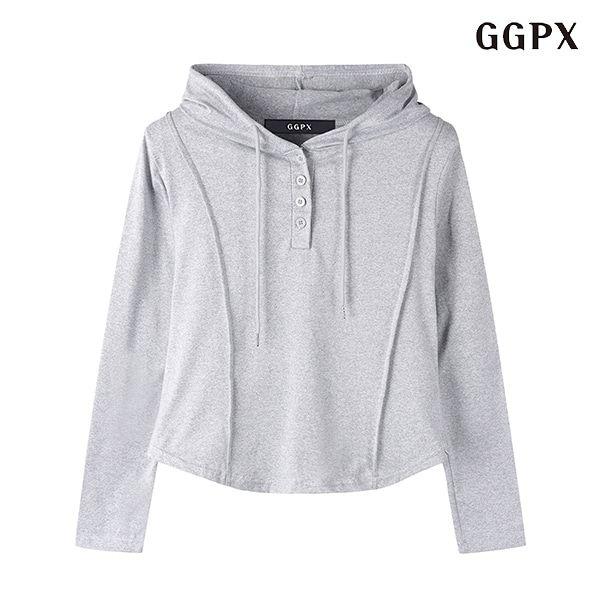 데일리 무지 후드 버튼업 슬림 긴팔 티셔츠 (GOALW016D)