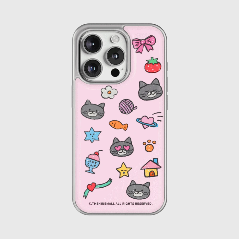 doodle hey cat pattern [실버 범퍼케이스]