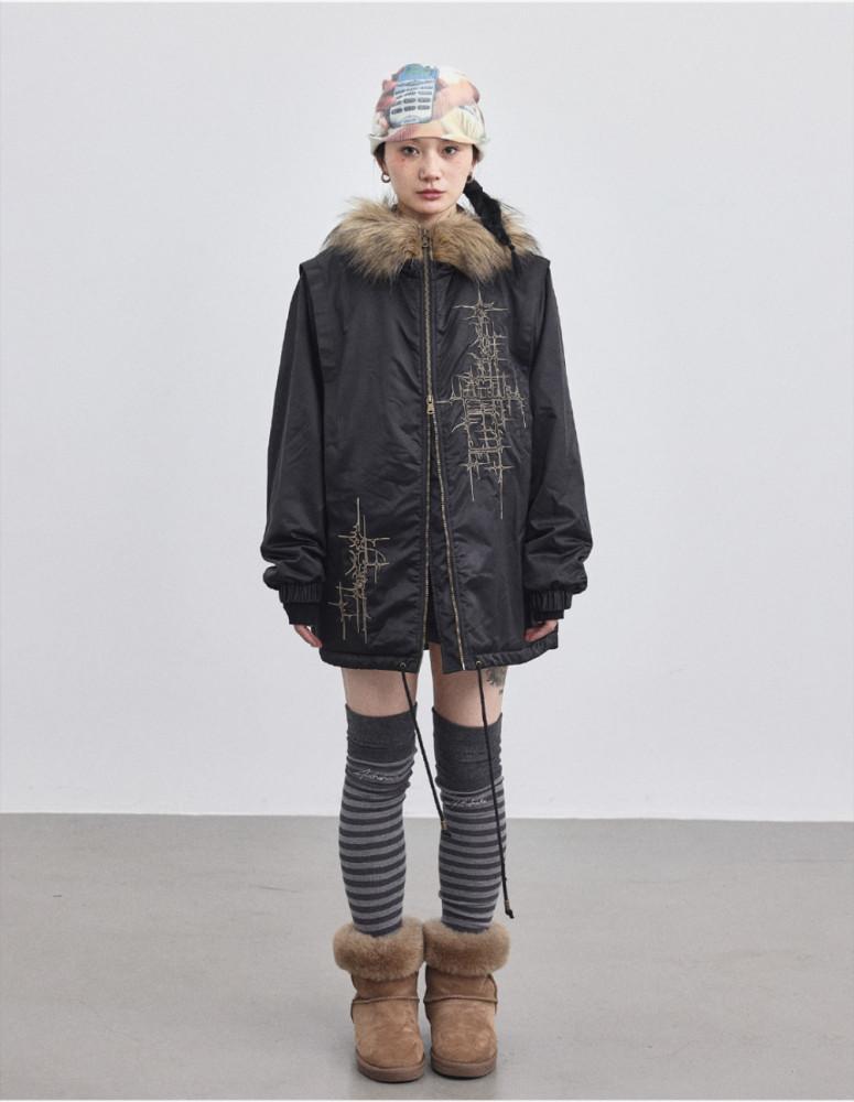 Achihara tattoo 퍼 칼라 윈드브레이커 자켓 2color