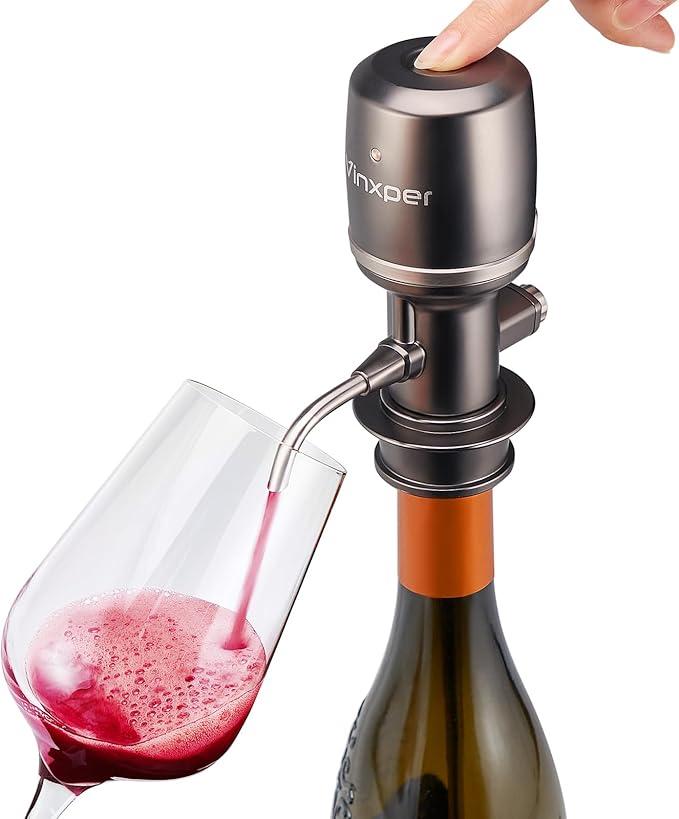 Expert Adjustable Electric Wine Aerator – One-Press Instant Decanting, Simulates Up to 240 Minutes, Rechargeable No-Drip Design, Ideal Gift