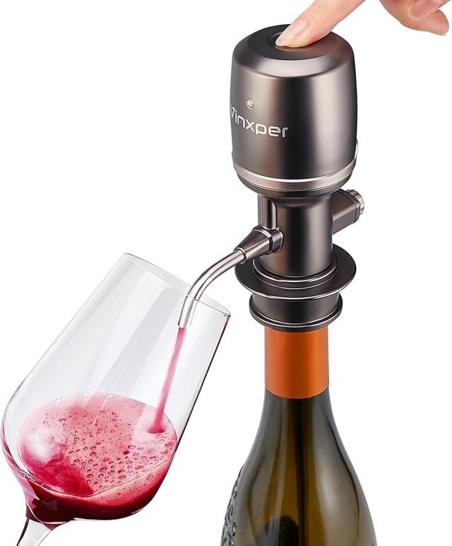 Expert Adjustable Electric Wine Aerator – One-Press Instant Decanting, Simulates Up to 240 Minutes, Rechargeable No-Drip Design, Ideal Gift