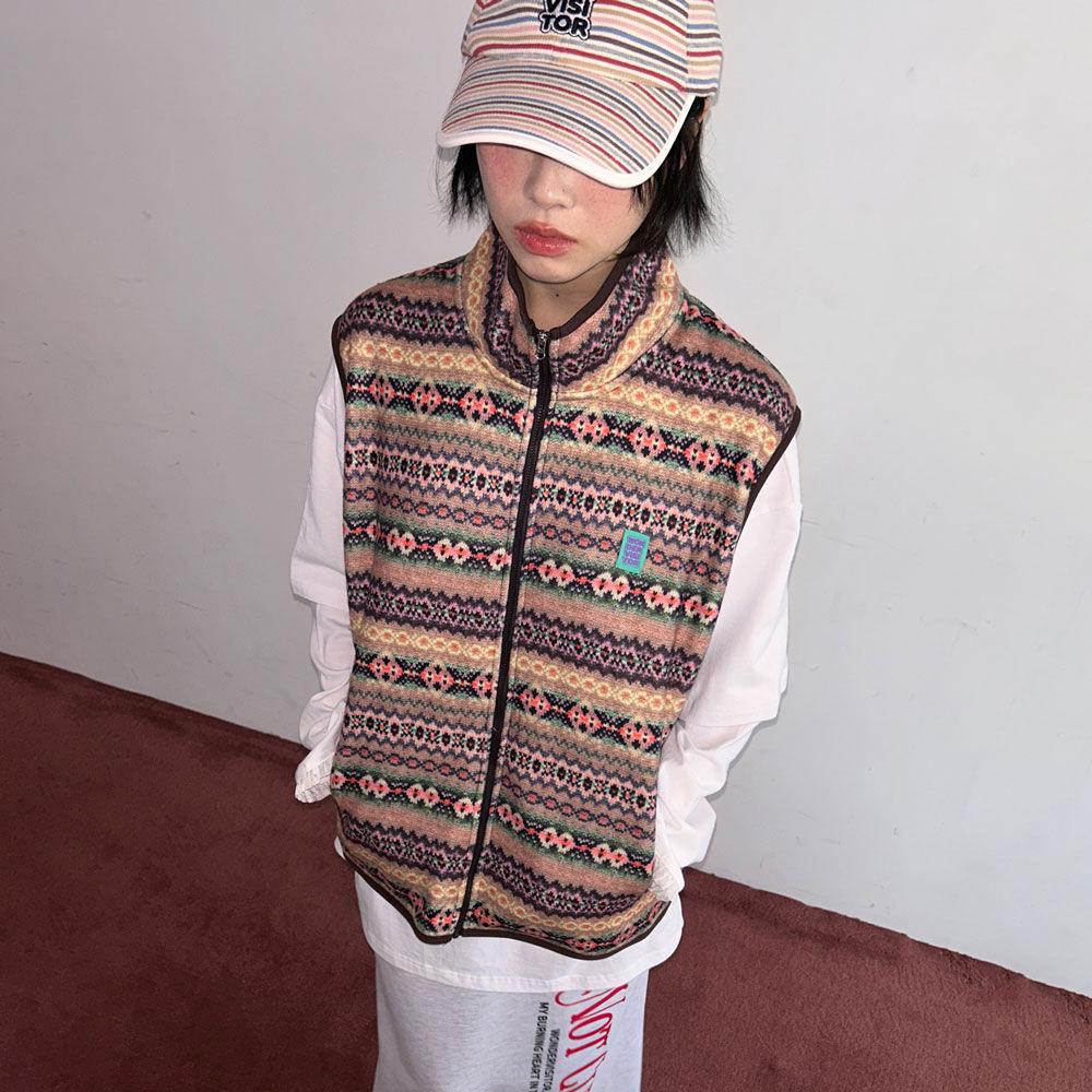 Grandma Fleece Vest [Brown]