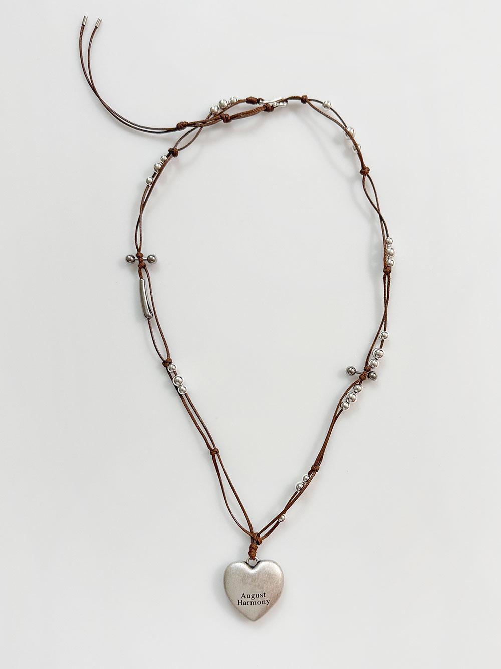 Vintage Heart Mocha String Necklace