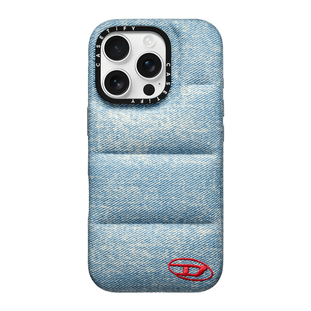 DIESEL Blue Denim Puffer Phone Case - iPhone 16 Pro