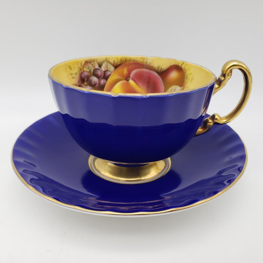 [앤틱]앤슬리 오차드 골드 코발트블루 찻잔 1