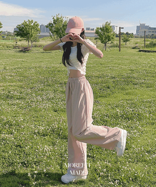 모어핏 [MADE/기장선택/장마철팬츠] 크런치 와이드핏 바스락 나일론 밴딩 팬츠 5colors