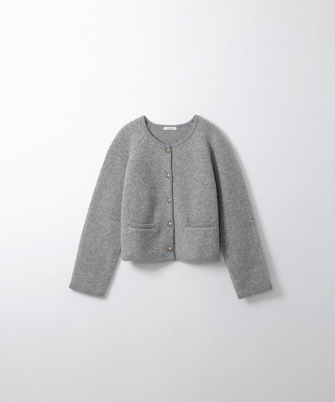 로에 울 부클 가디건 (light gray)