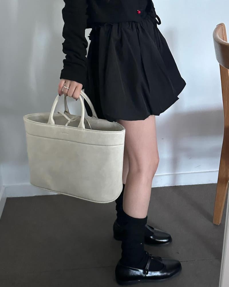 카립 여성 하이웨스트 셔링 벌룬 밴딩 3부 스커트