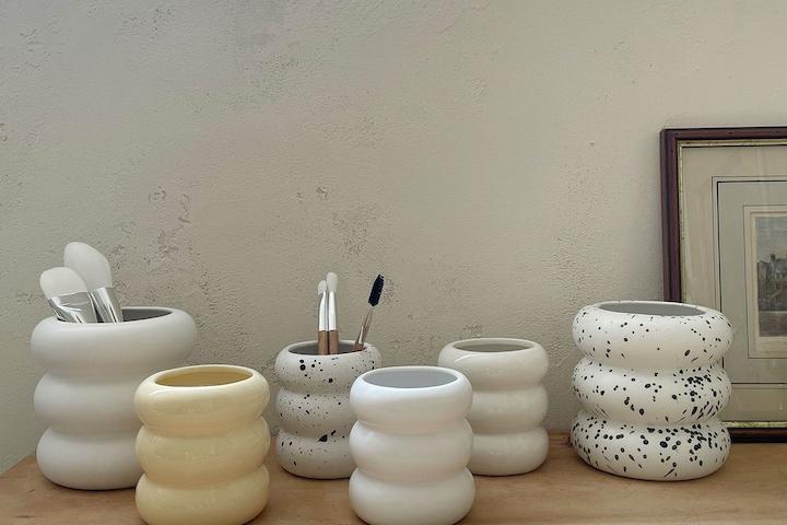 [1+1]  마카롱 세라믹 화장품 브러쉬꽂이 정리함 연필통