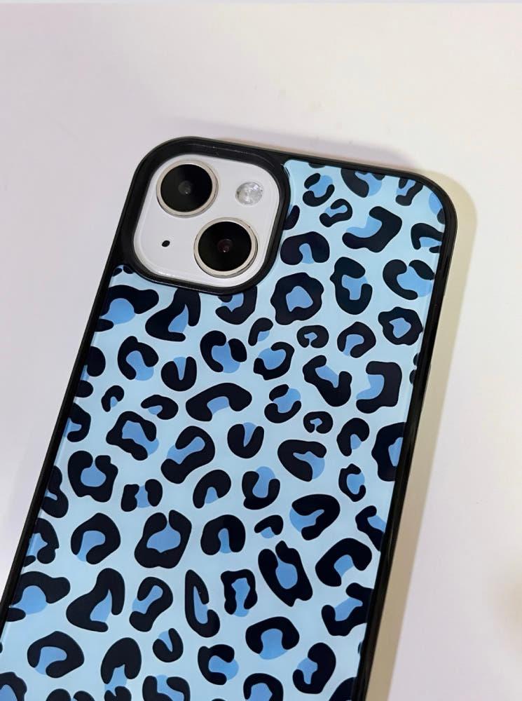 blue leopard glass bumper phone case iphone11