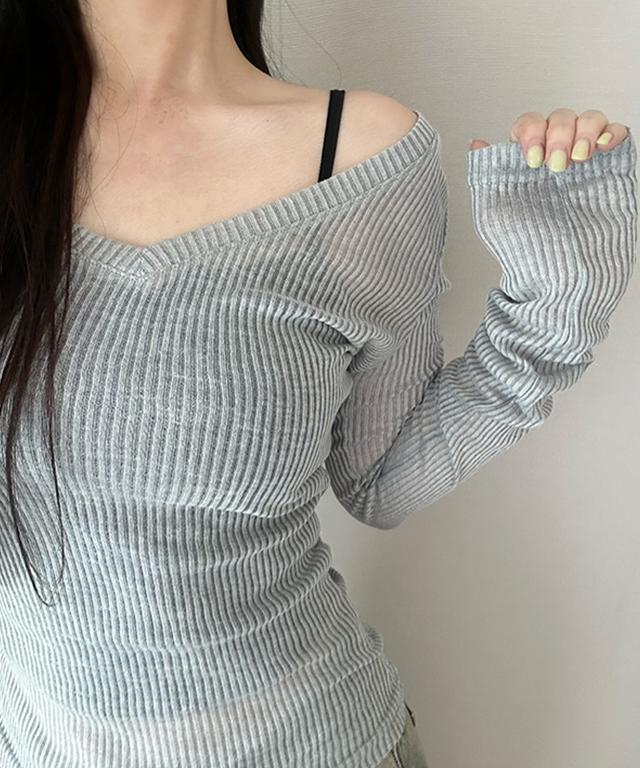 모브  주문폭주[간절기템/*최저가*] 이브 시스루 브이넥 티셔츠