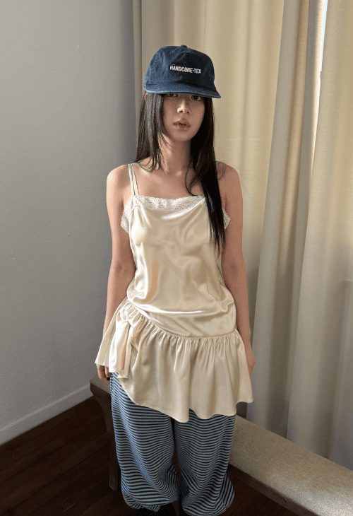 어나더랭귀지 lace silky dress / 실키 레이스 새틴 레이어드 드레스