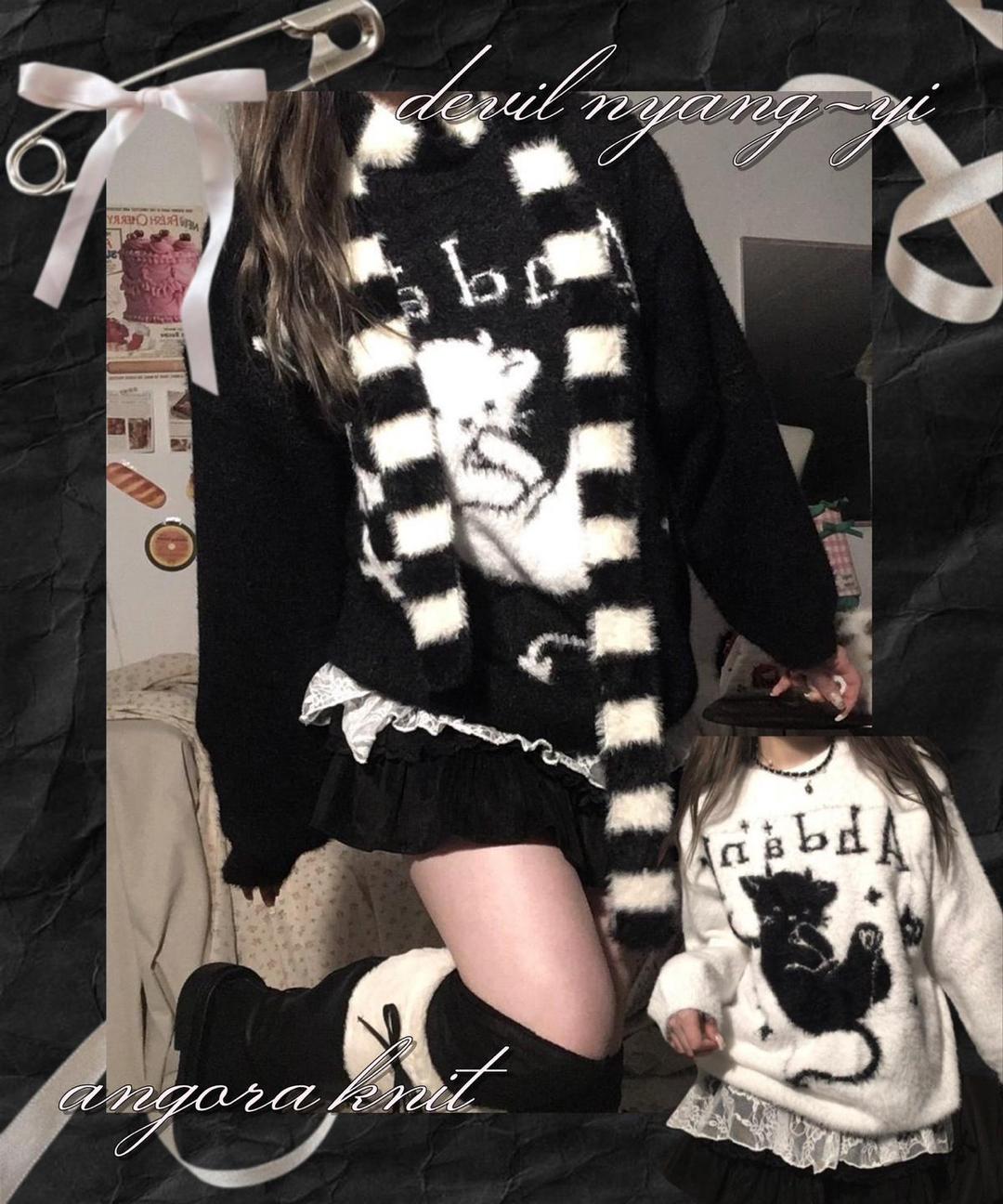 딸기부티크 데빌 냥이 앙고라니트