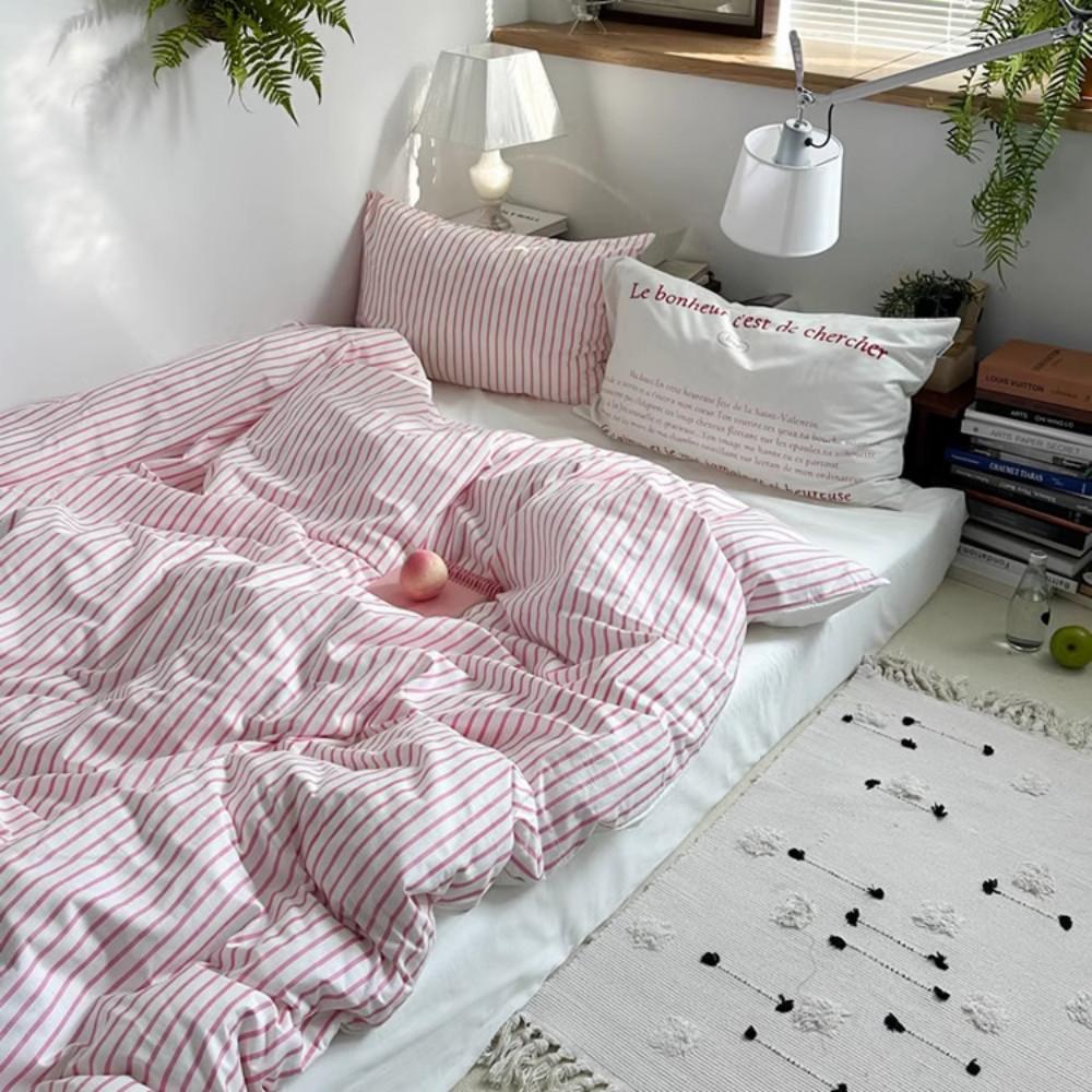 코지풀 아일랜드 핑크 스트라이프 이불커버세트 SS Q 순면침구세트