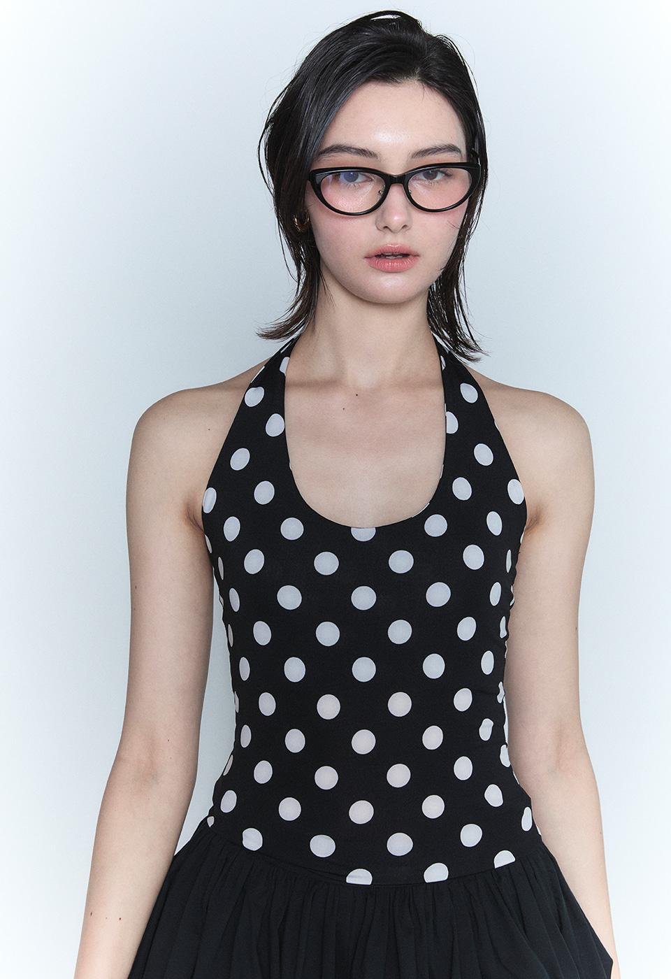 AMÉLIE HALTER TOP (BLACK DOT)