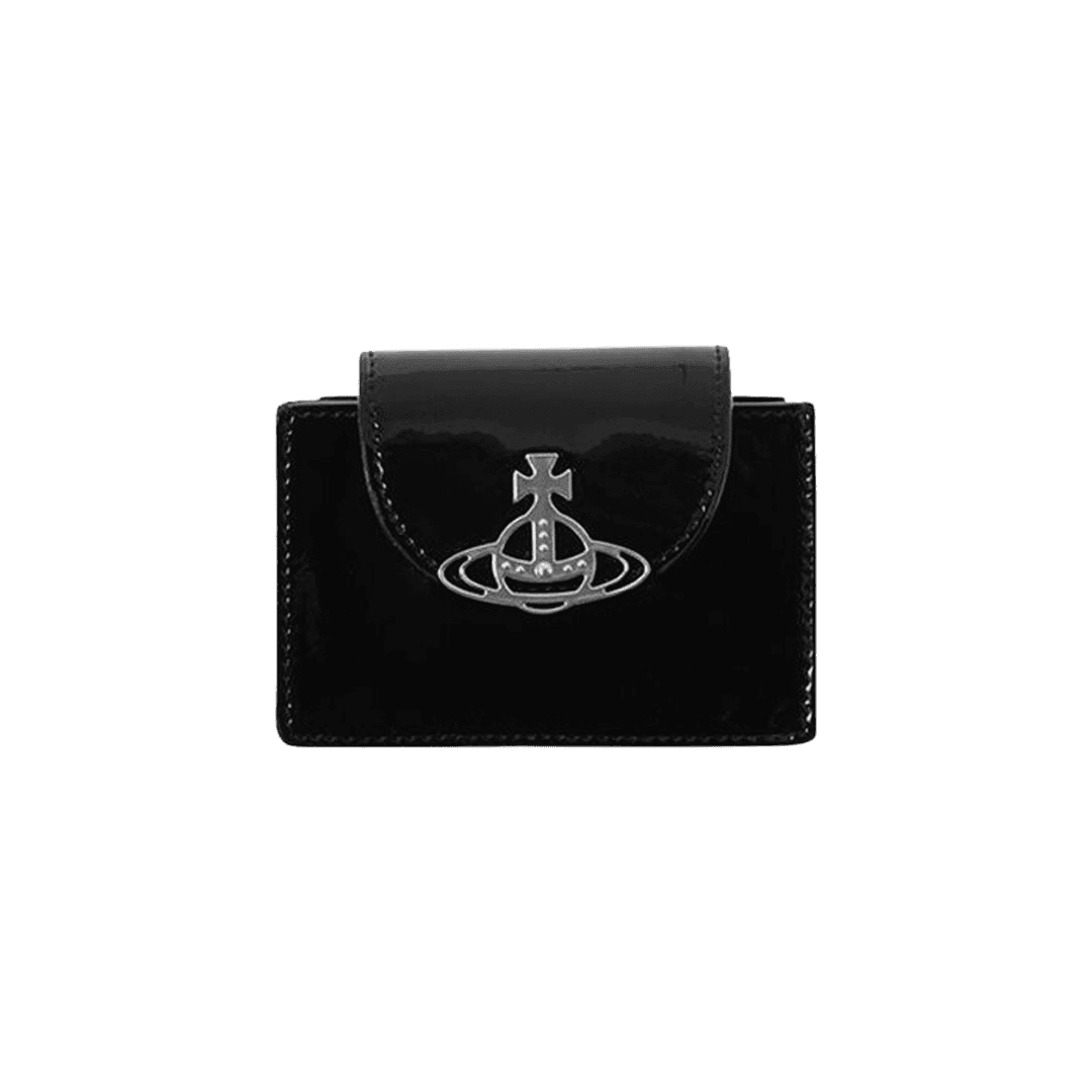 Vivienne Westwood Shiny Patent Flap Card Holder Black