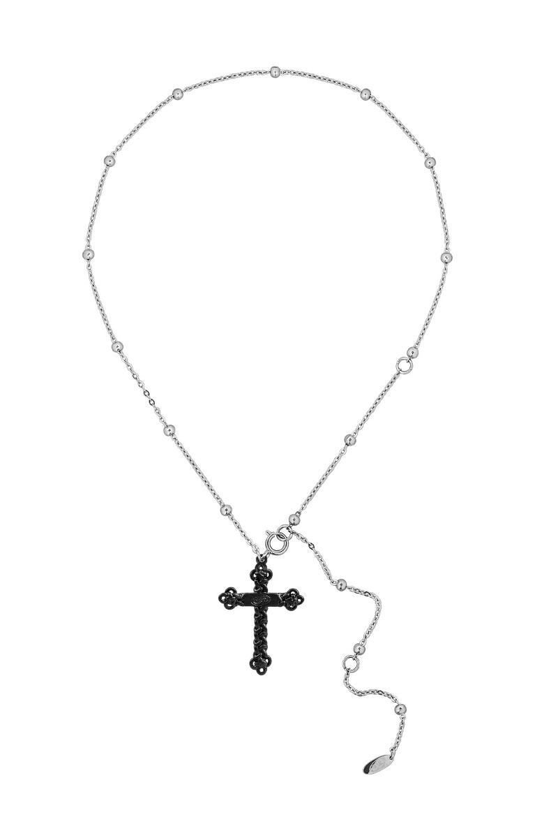 NO.473 [BLACK] KNOT CROSS NECKLACE