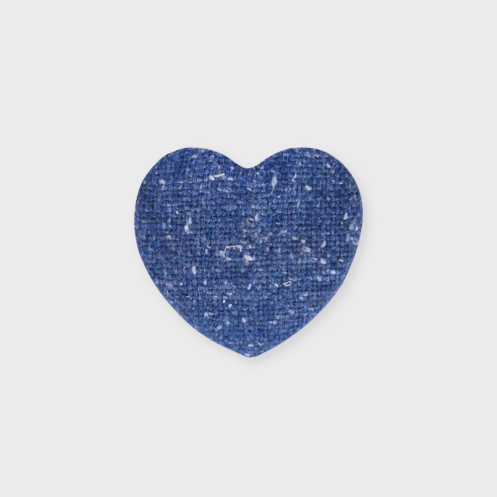 wool heart hair pin blue