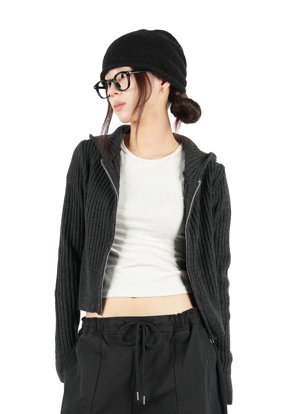 릿킴 WOOL KNIT HOOD ZIP-UP