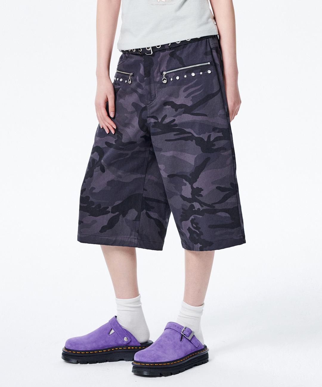 15 APPLIQUE BERMUDA SHORTS [BLACK CAMO]